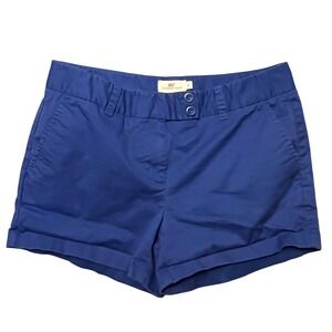 Vineyard Vines Womens Blue Chino Shorts Size 8 Whale Logo Cuffed Cotton Blend